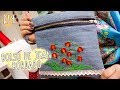 bolso bordado a mano reutilizando un jean/ cast on stitch/handbag brazilian embroidery