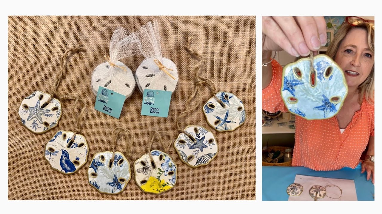 How to make beautiful decoupaged Dollar Tree sand dollars with