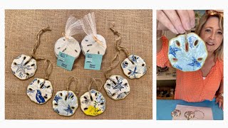 How to make beautiful decoupaged Dollar Tree sand dollars with paper napkins & mod podge
