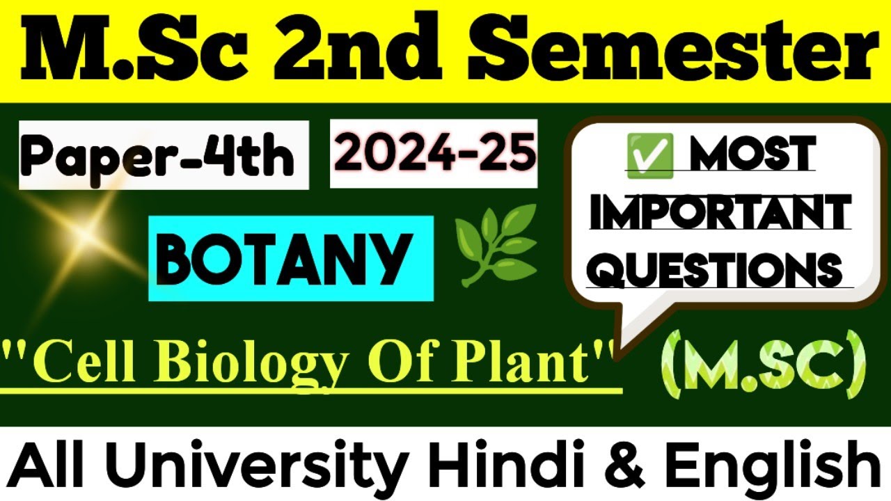 MSC 2nd Semester Botany (Paper-4th) Most Important Questions 2024-25 || Hindi & English #mscbotany