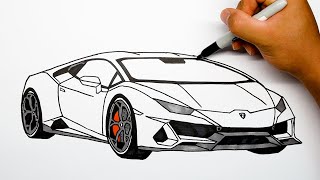 How to draw a car - Lamborghini Huracan - Step by step #1