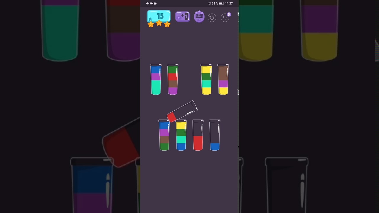 Cups - Water Sort Puzzle Level 15 Walkthrough Solution Android/iOS