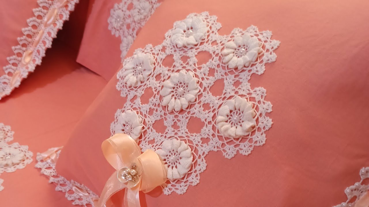 Drap creuvette au crochet 🤩اجمل درا بالكروشي في اللون الجمبري كروفات⁦⁩⁦🏵️