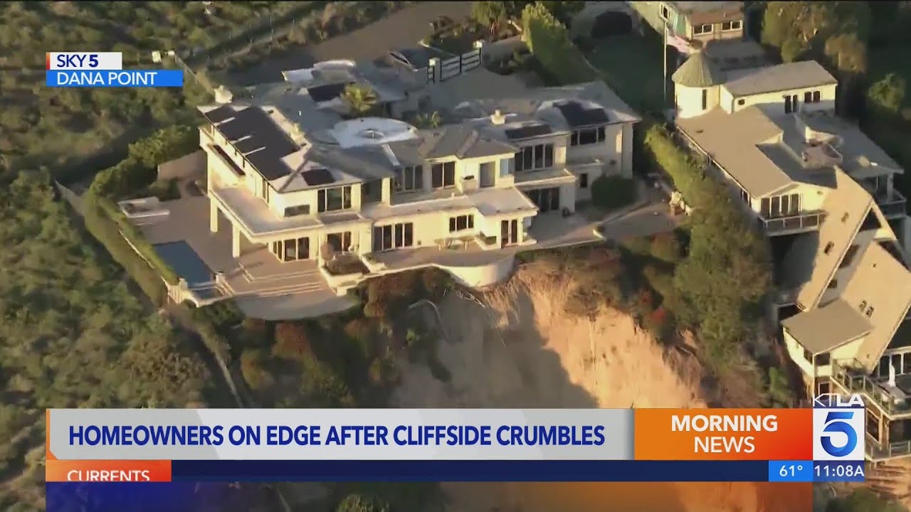 California mansion sits on cliff after landslide - YouTube