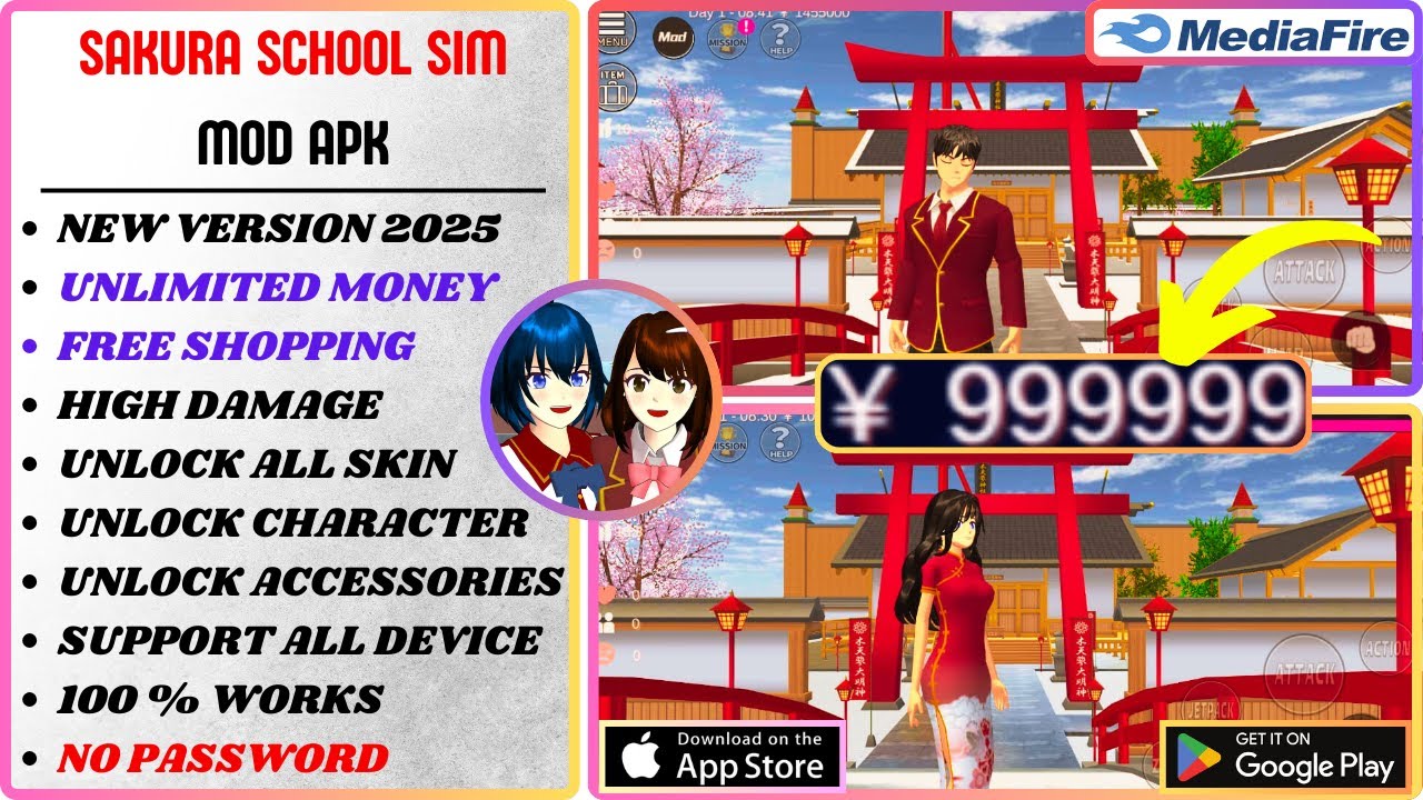 SAKURA SCHOOL SIMULATOR MOD APK V 1.044.06 LATEST 2025 UNLIMITED