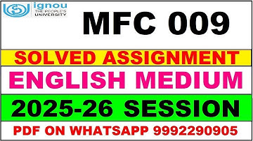 MFC 009 solved assignment 2025-26 in English || mfc 009 solved assignment 2026 || mfc9 2025-26