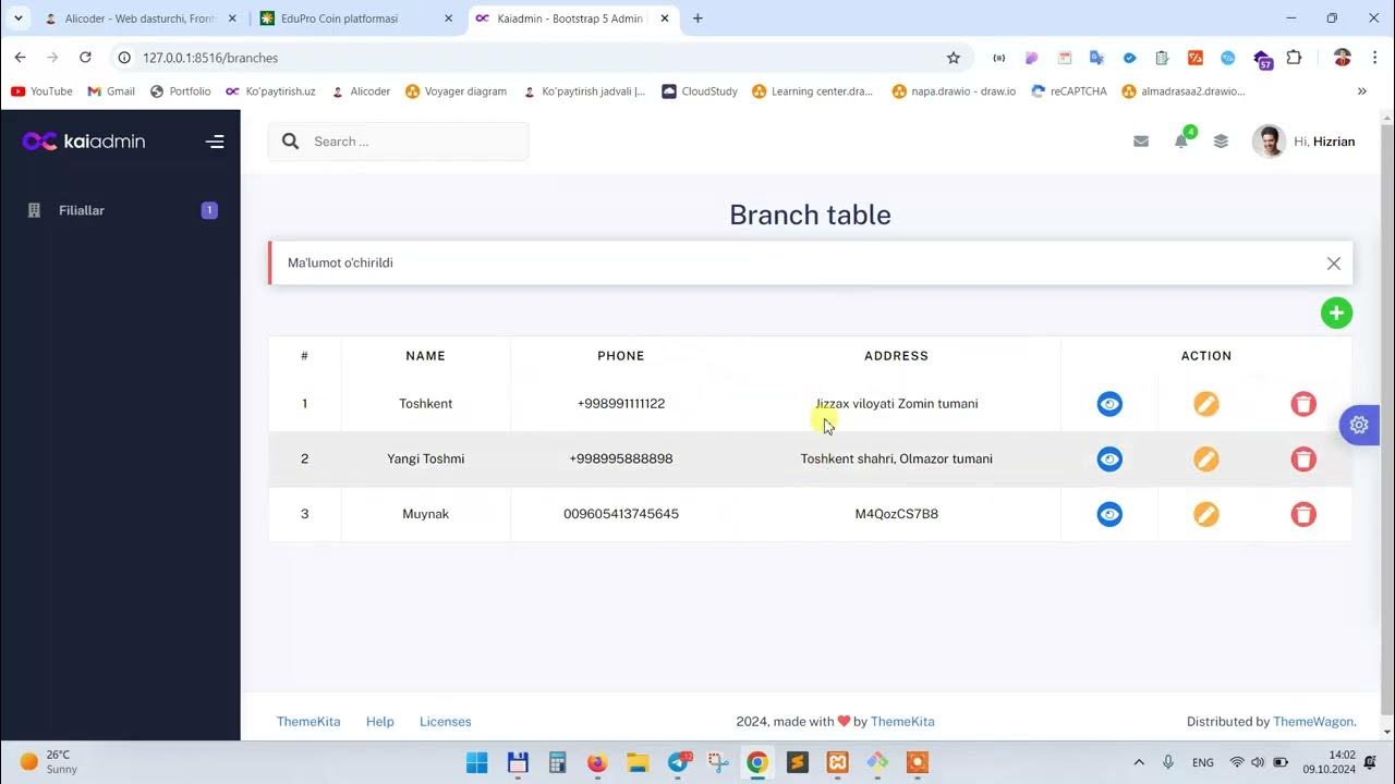 Laravel 11 crud laravelda crud yozamiz 1 dars alicoder youtube