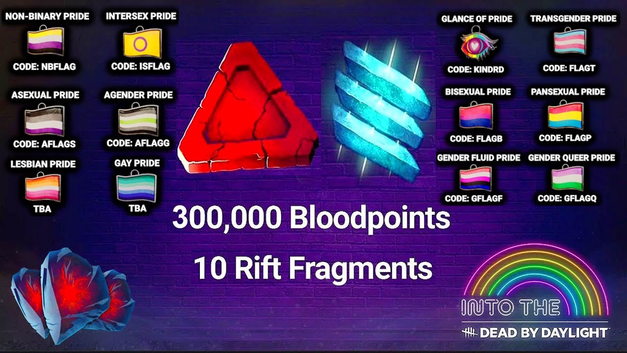 DBD Pride Codes! Charms, Bloodpoints, Rift Fragments, Iridescent Shards ...