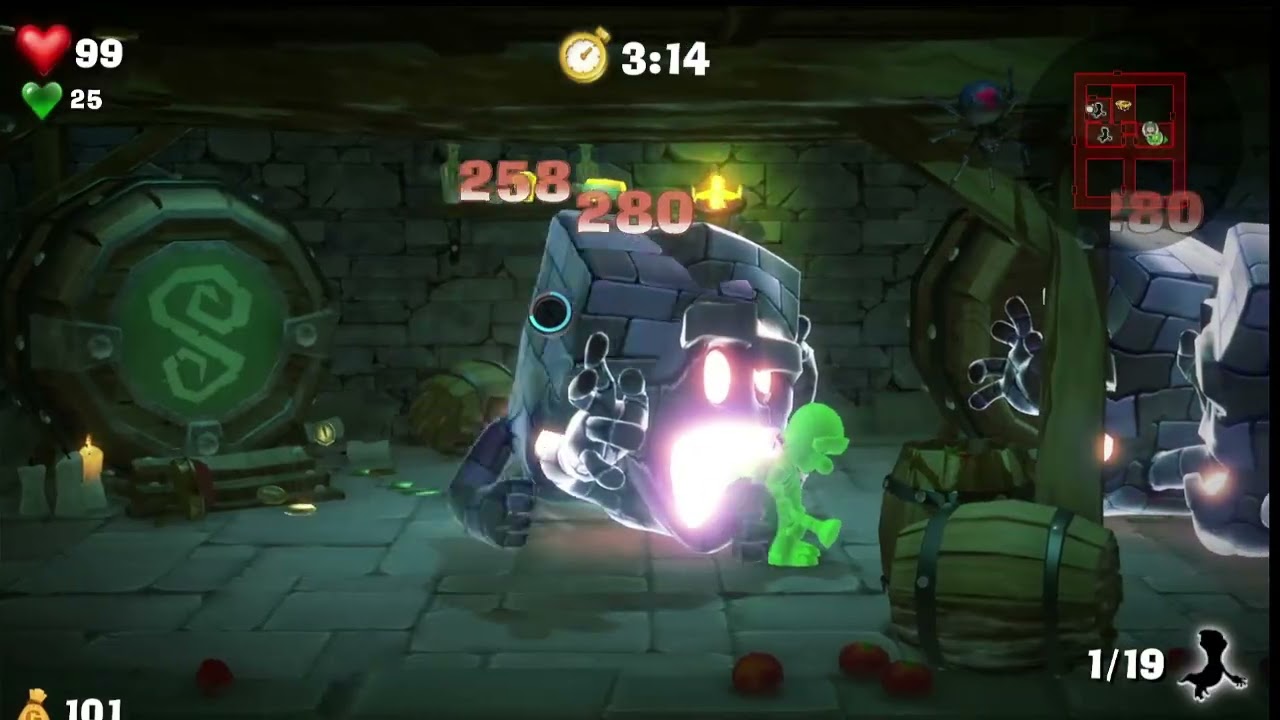 Slab Hammer 1 (Luigi took no damge throughout)