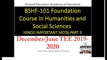 BSHF-101 IMPORTANT MCQ QUESTIONS Foundation Course in Humanities and Social Sciences TEE IGNOU part3