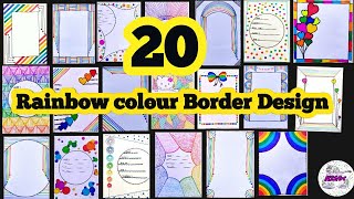 20 Easy Rainbow colour border design | Project border design