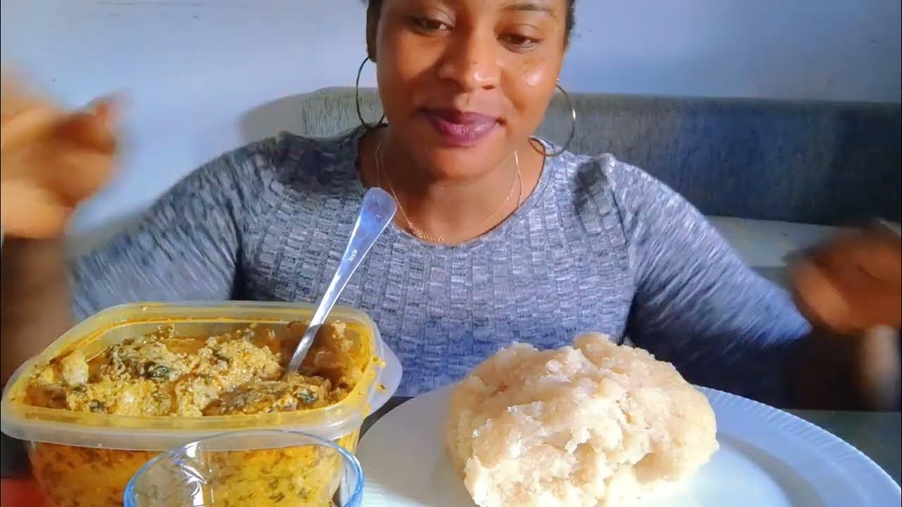 egusi-soup-with-garri-fufu-cow-stripes-snails-asmr-mukbang-youtube