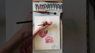 Used Set of professional watercolors Phoenix in tubes and brushes with natural hair #watercolor