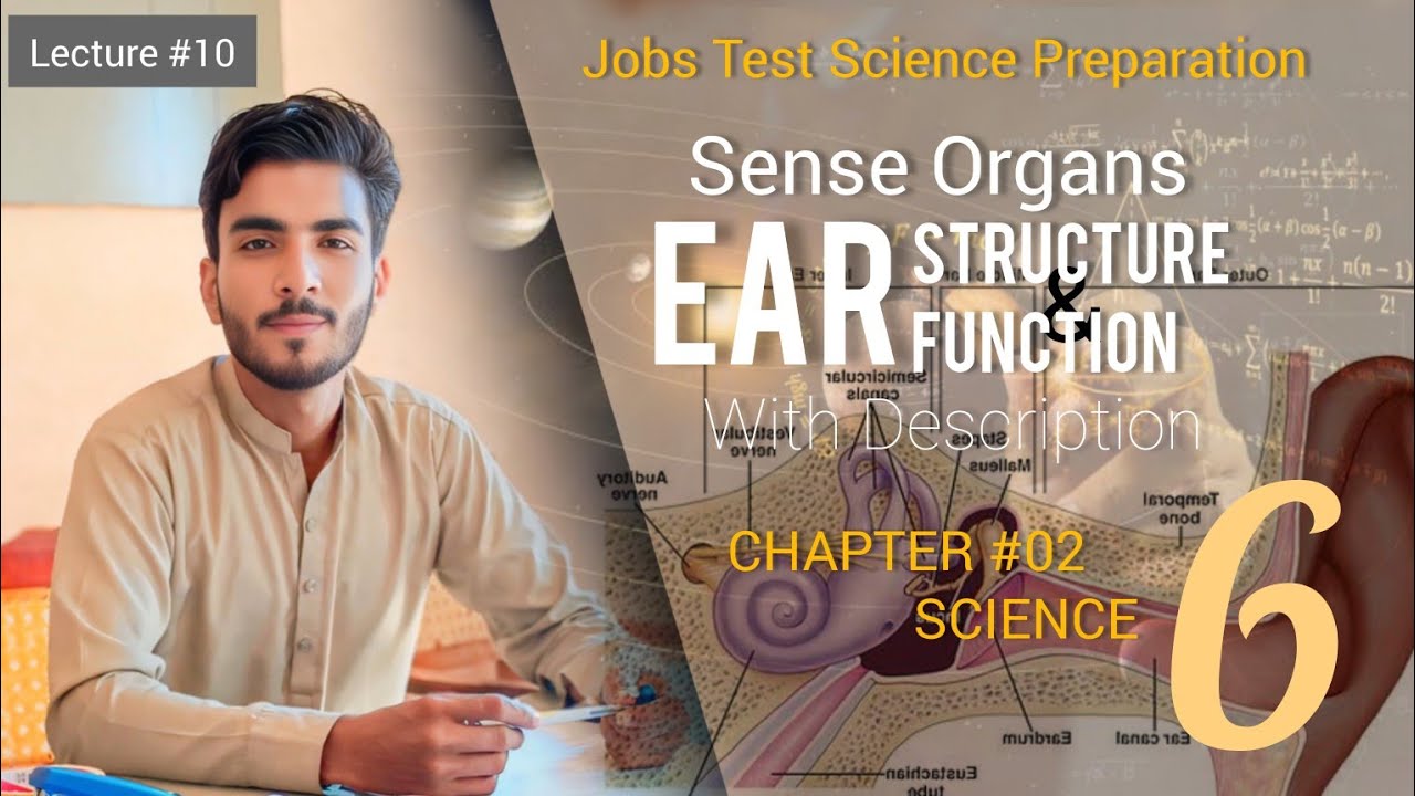 Lect #10 - Ear - (A sense organ)  - It's parts and their functions -Sindh Textbook-Jobs Preparation