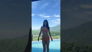 Sexy Japanese Milf Modeling Bikini By The Poolside 