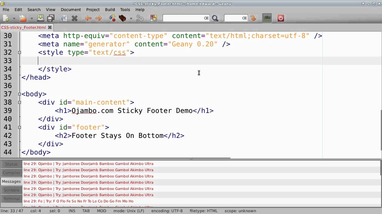 Ojambo - CSS Sticky Footer Video (vs 0037) - YouTube