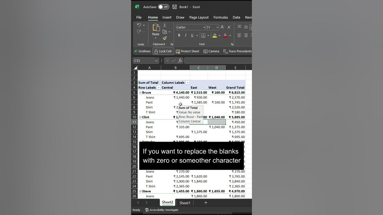 Excel Pivot Table Blanks