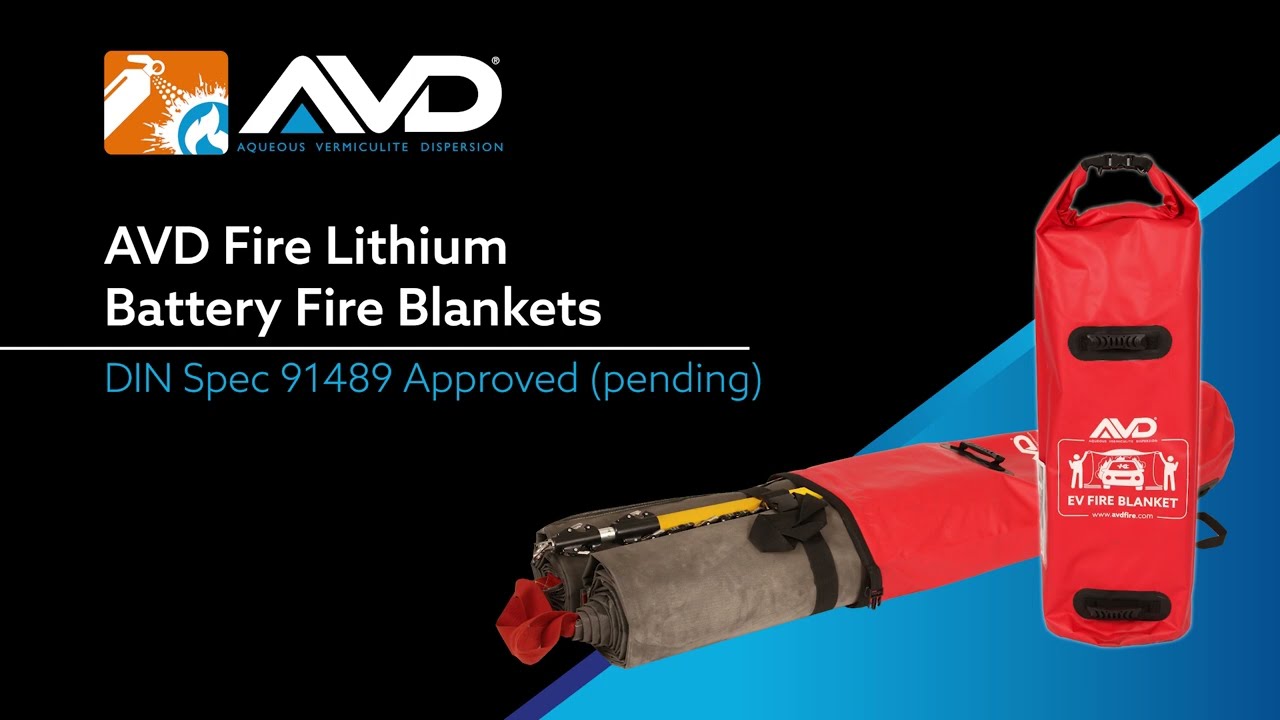 blue＊ページ AVD Fire Lithium Battery Fire Blankets DIN Spec 91489 - YouTube