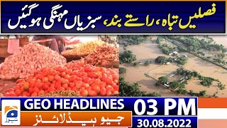 Geo News Headlines Today 3 PM | Floodwater overturns bus carrying 40 in Dadu | 30th August 2022