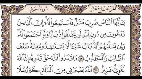 الجزء السابع عشر الربع الثامن سورة الحج من الآية 60 حتى الآية 78