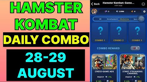 HAMSTER KOMBAT GAMEDEV DAILY COMBO | HAMSTER KOMBAT DAILY COMBO | 28-29 AUGUST HAMSTER DAILY COMBO