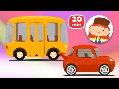 Doctor McWheelie repairs vehicles. Buses, trucks and cars. Cartoons