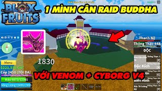 Thử 1 Mình Cân Raid Buddha Với Venom + Cyborg V4 || Blox Fruits!