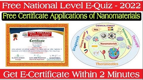 National Level E Quiz 2022 I Applications of Nanomaterials I Free Certificate @DigitalClassroomOfficial