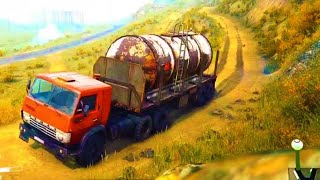 Spintires MudRunner - Kamaz Truck Driving A Oil Tank Uphill On Extreem Off-road