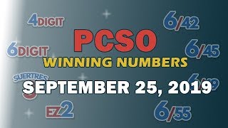 P50M Grand Lotto 6/55, EZ2, Suertres, 4Digit, and Megalotto 6/45 | September 25, 2019