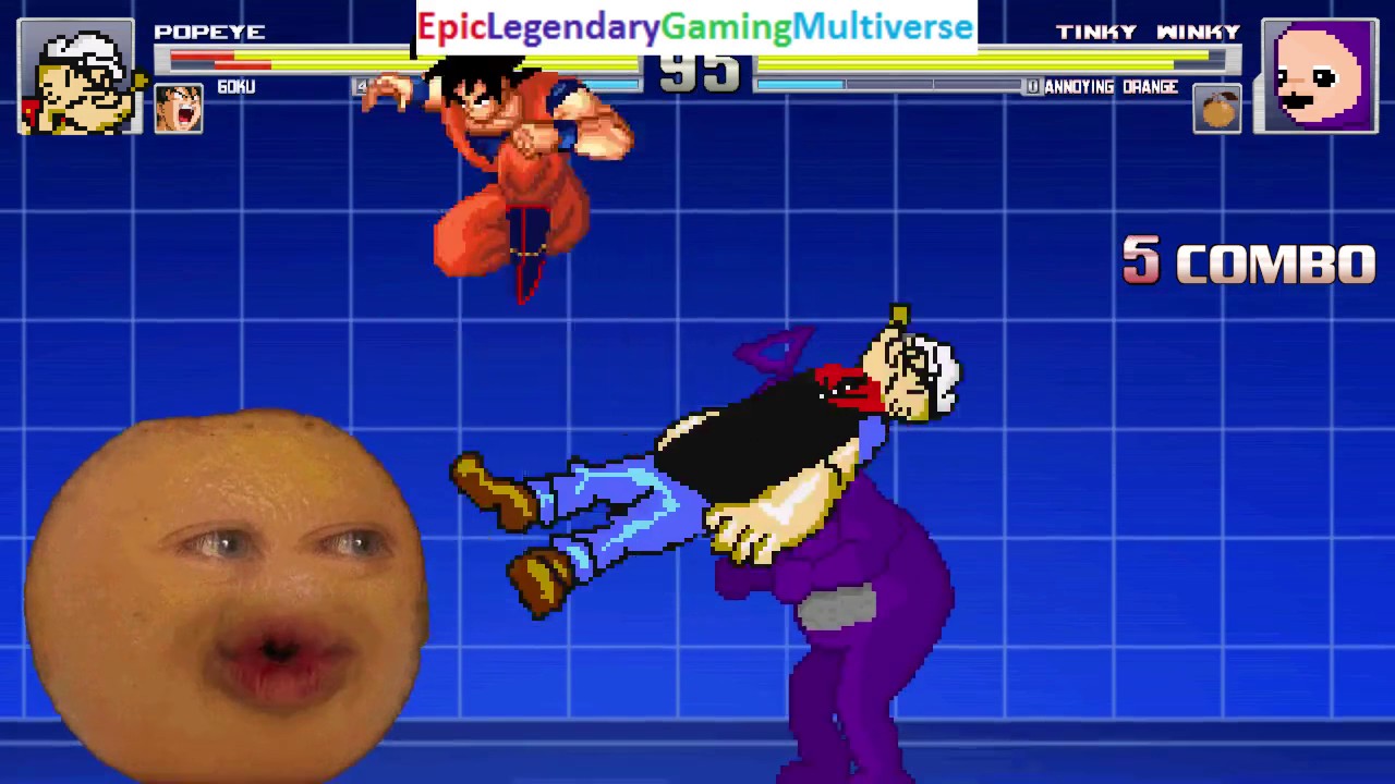 MUGEN Matches / Battles / Fights Of Goku, Tinky-Winky The Teletubby, & Annoying Orange