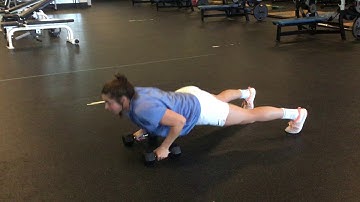 DB plank row plus push up