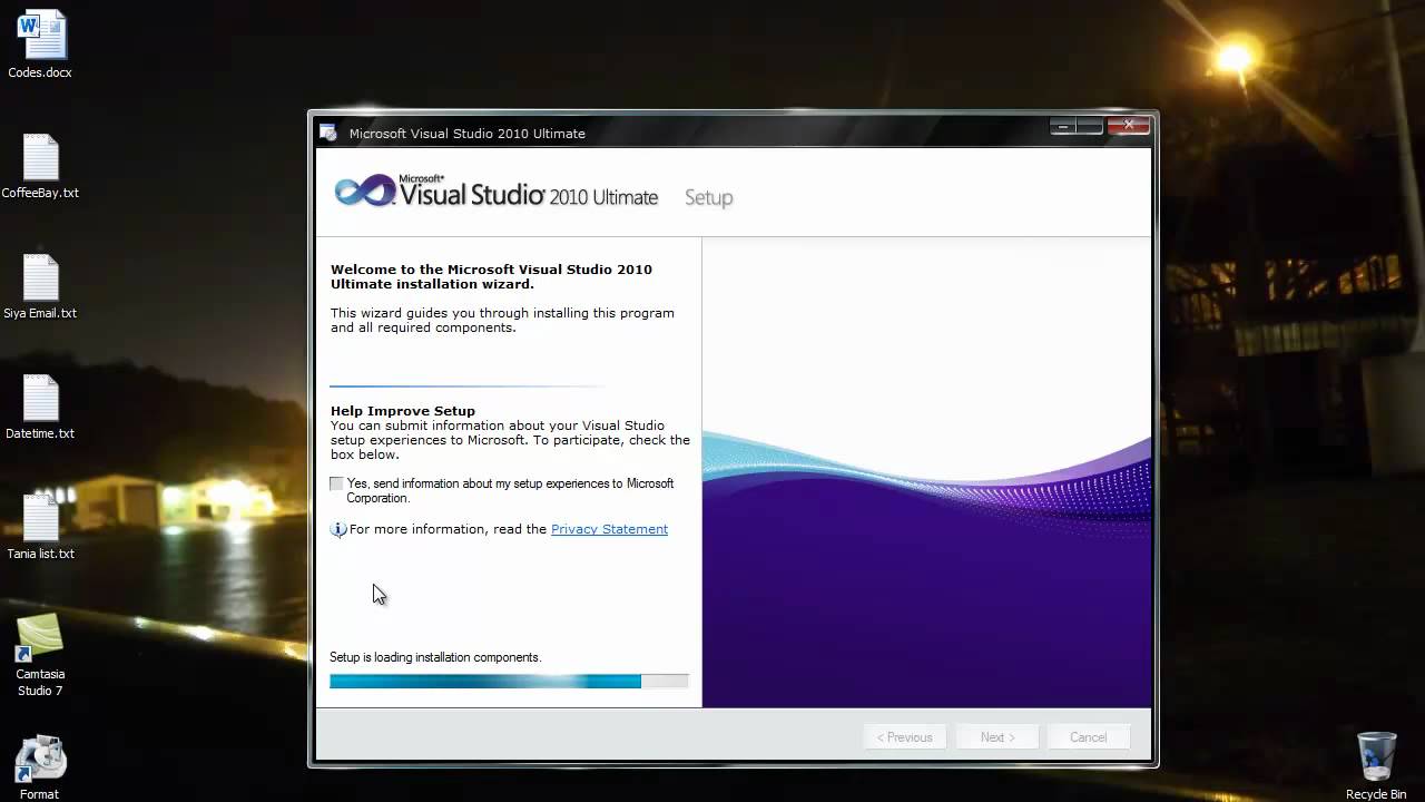 Download vs_setup.msi for visual studio 2010