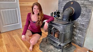 Installing Rock Behind Our Wood Stove w/ No Experience | OFF GRID Container Home