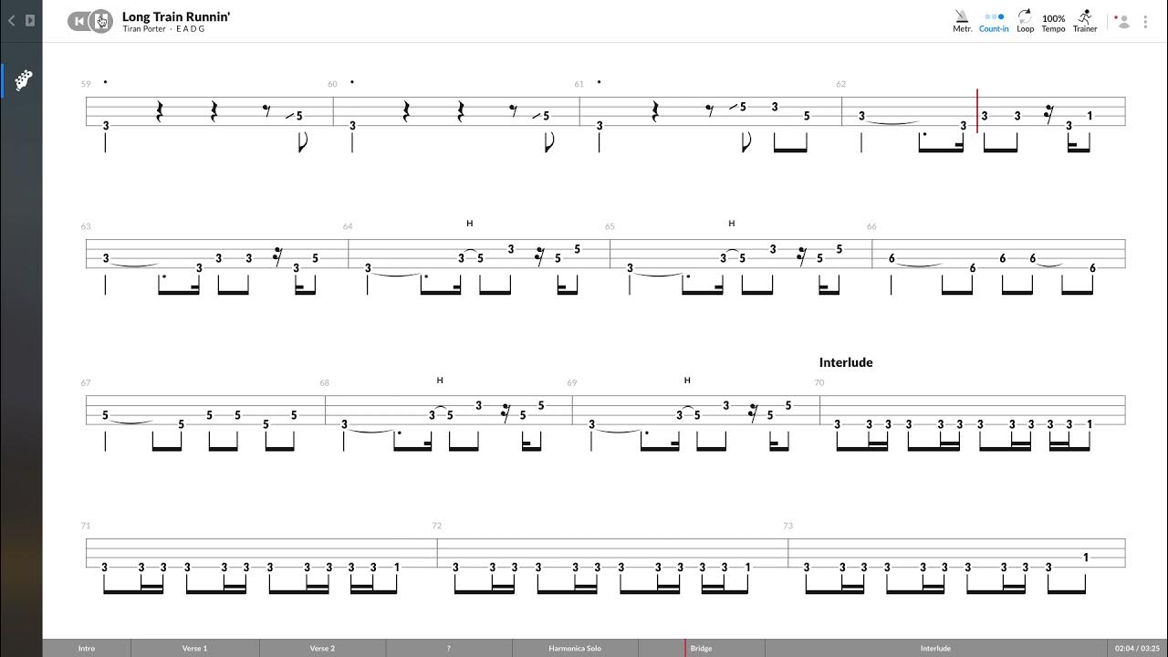 The Doobie Brothers Long Train Runnin' (BASS TAB PLAY ALONG) YouTube