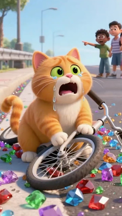 Cat’s Street Mishap! Kids to the Rescue! ❤️🐱💎!#shorts #funny #cat #cute #animals #comedy