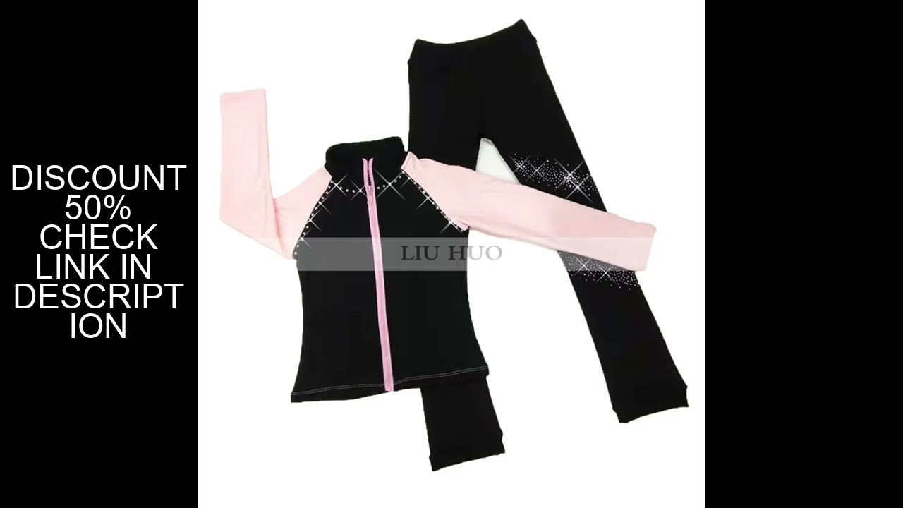 LIUHUO New Ice Figure Skating Jacket Pants Women Girl Trousers Top Black Teens Children Kids Pink Da