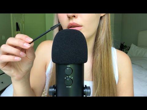 ASMR spoolie sounds on the mic | with & without foam cover | whispered with some rambles
