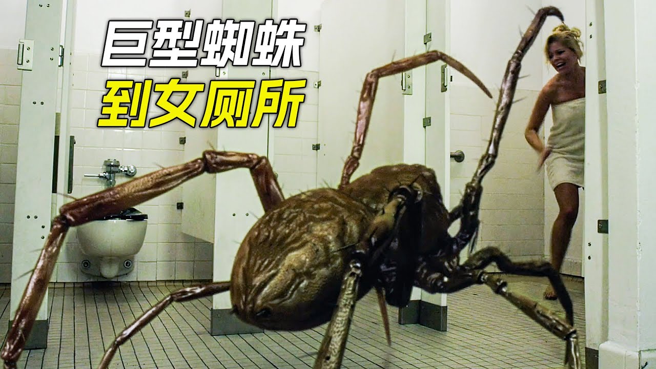 巨型蜘蛛出現在廁所，卻被女孩踹了兩腳，科幻，奇幻，電影，解說，獵奇，冒險，巨人，怪獸