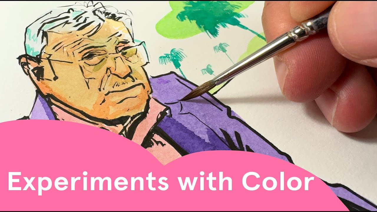 Sketchbook Drawing using Brush Pen and Colored Inks - YouTube
