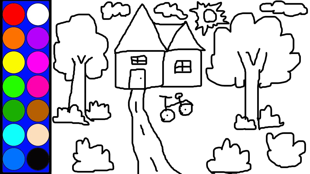 Learn Colors Lovely House Coloring Page Learn DIY Drawing ...