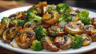 Broccoli with mushrooms – tastier than meat! The best pan recipe.