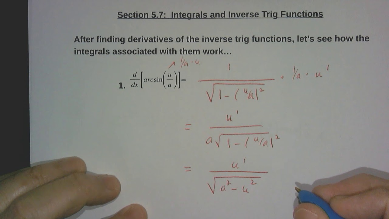 AP Calculus BC 5.7 Deriving Arctrig Integrals Part 1