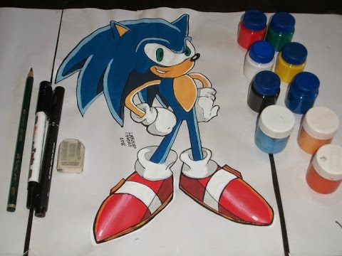 SONIC , COMO PINTAR com tintas guache #10 