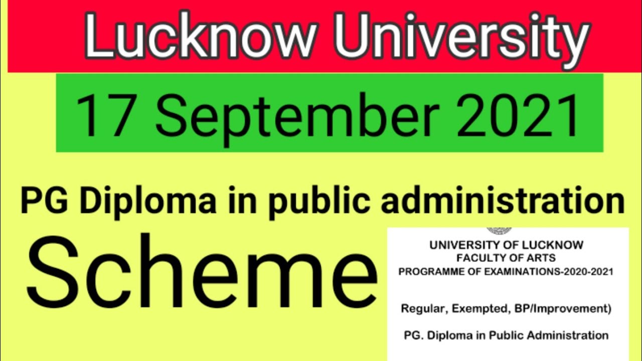 Lucknow University PG diploma in public administration schedule scheme 2021 pdf file