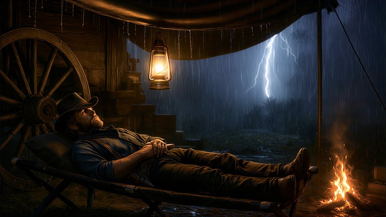 Arthur’s Peaceful Shelter Alone in a Wagon Tent Camp During a Thunderstorm | RDR2 ASMR