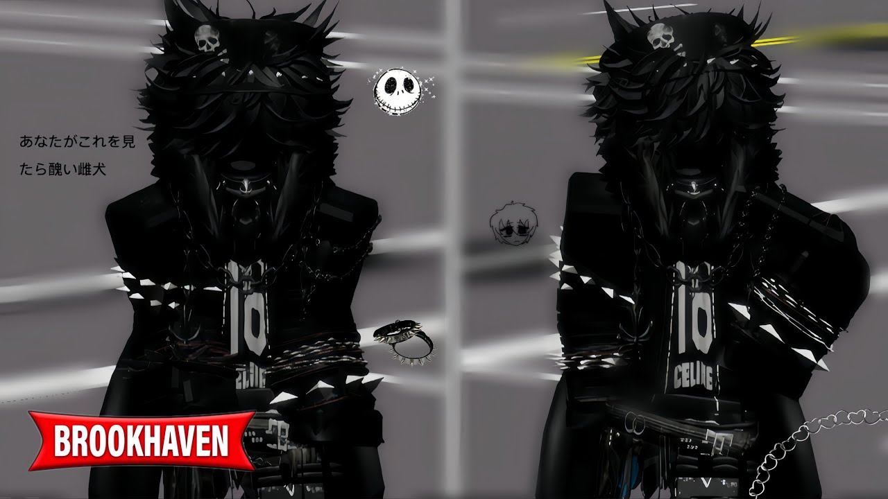 BROOKHAVEN 🏡 FULL BLACK Y2K EMO BOY OUTFIT IDEAS 🥷🌆