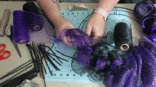 Halloween Deco mesh and flower 'truck wreath w/ Dollar Tree Supplies