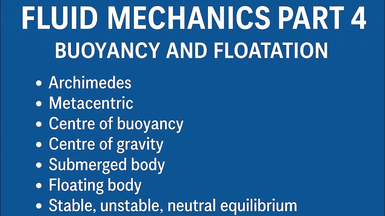 Buoyancy & Floatation for RRB JE / SSC JE / TNPSC AE - YouTube