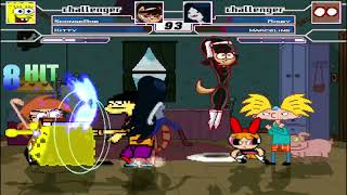 Mugen Battle 06 Spongebob Kitty Katswell Vicky & Arnold Vs Rigby Marcelina Blossom & Double D